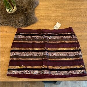Abercrombie & Fitch Burgundy and Gold Sequin Mini Skirt